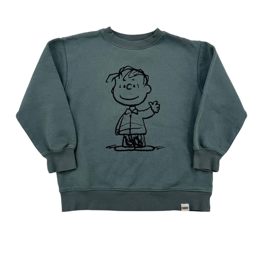 Zara Sweatshirt Kids 8 Blue Green Excellent Linus Woodstock Peanuts Graphic